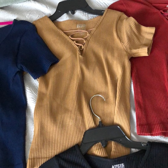 “Lace-Up” Slim Ribbed Tops (5) - Picture 5 of 8